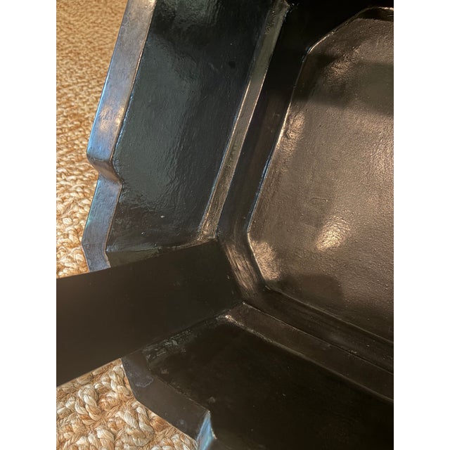 Circa 1920's Antique Chinoiserie Black Lacquer Wood Stool / Side Table For Sale - Image 10 of 10