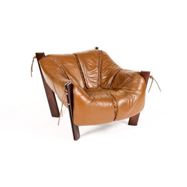 Mid Century Brazilian Modernist Lounge Chair + Ottoman — Percival Lafer — Model Mp-211 — Brown Leather + Rosewood For Sale In Los Angeles - Image 6 of 17