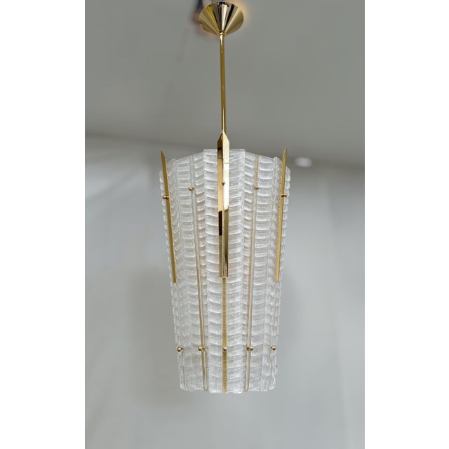 Italian lantern with frosted Murano glass mounted on gold finish metal frame and details / Made in Italy by Fabio Ltd 6...