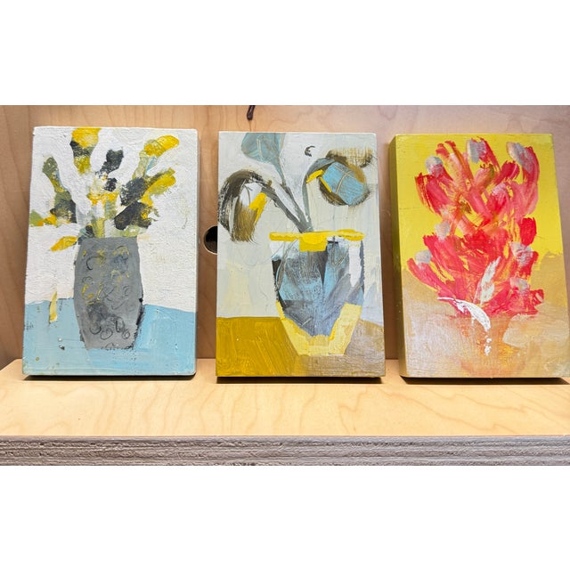 A visually captivating small-scale original painting that masterfully pairs graphic, tactile linework with a bold,...
