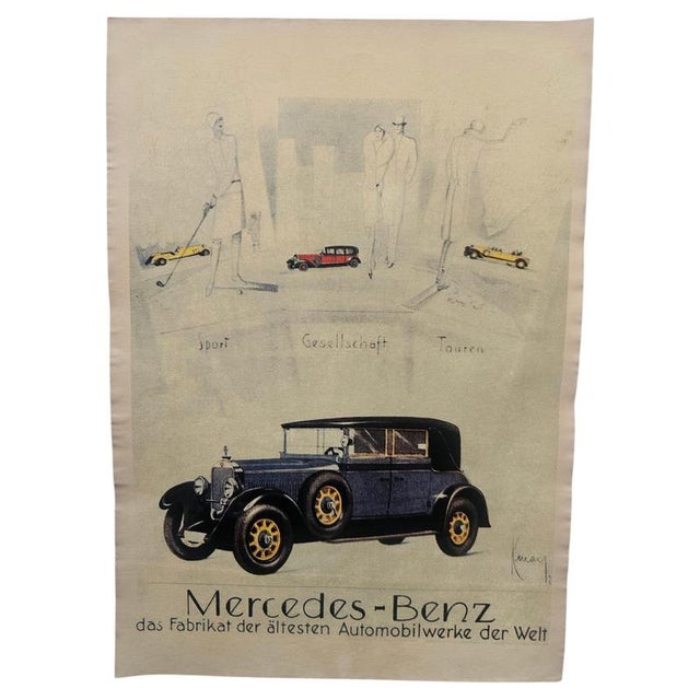 Black Art Deco Mercedes Benz Automobile Advertising Poster, 1930s For Sale - Image 8 of 8