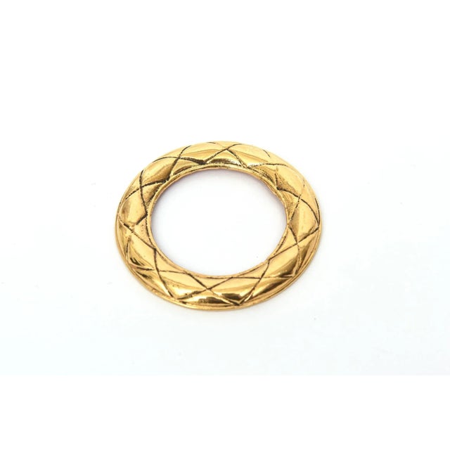 Vintage Chanel Quilted Gold Plated Door Knocker Clip on Earrings, 1980's For Sale - Image 11 of 12