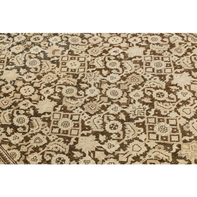 Antique Malayer Runner Rug With Allover Herati Design, Neutral Muted Earth Tones For Sale - Image 11 of 12