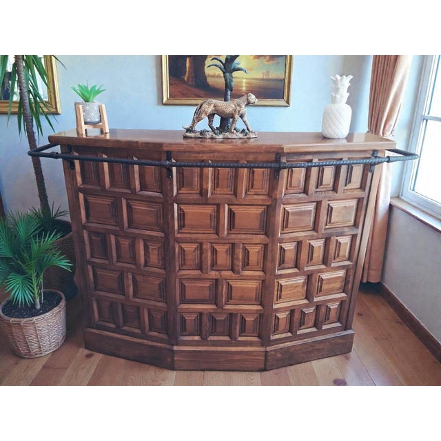 Vintage Home Bar Cabinet in Carved Wood, 1930s For Sale - Image 4 of 18
