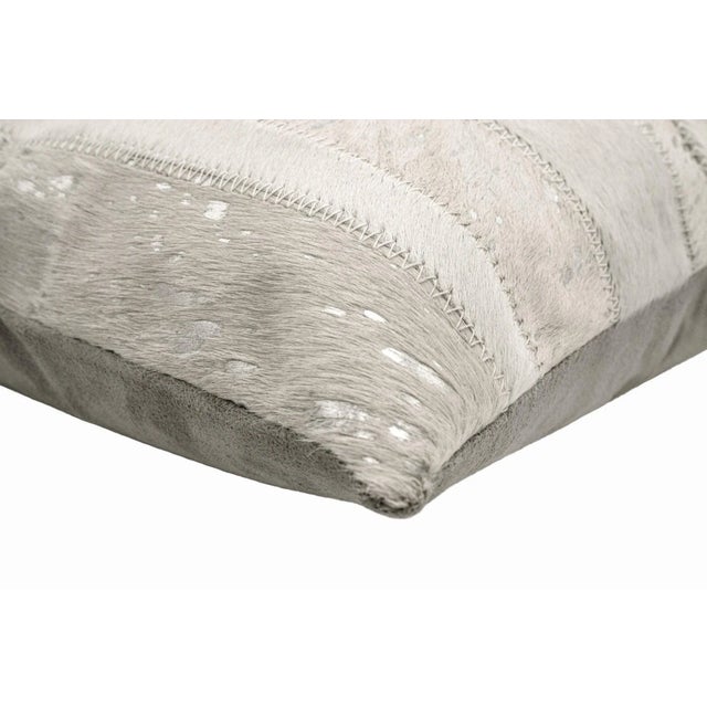 Beige Canvello Set of 2 Genuine Cowhide Leather Decorative Throw Pillow With Feather Down Insert Included For Sale - Image 8 of 8
