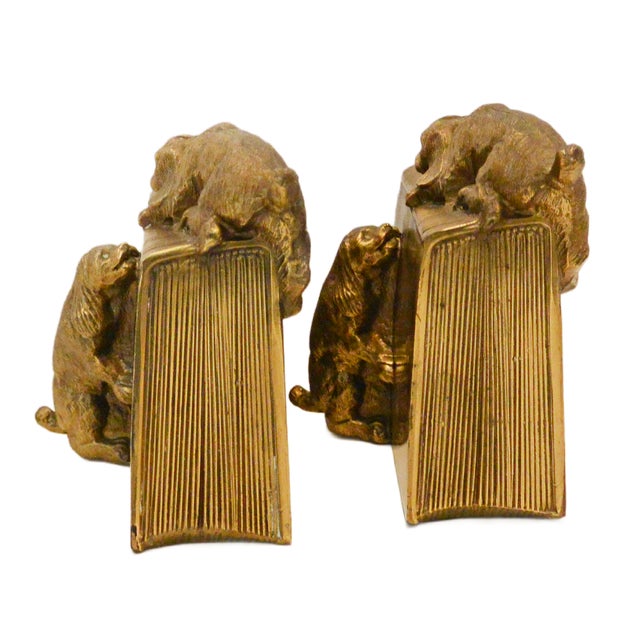 1930s Vintage Brass Pm Craftsman Cocker Spaniel Dogs Bookends C. 1930 For Sale - Image 5 of 9