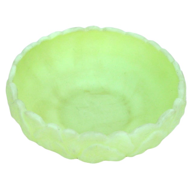 Lovely translucent yellow opaline bowl / planter. Perfect for display or as a bulb planter for indoor blossoms. No maker's...