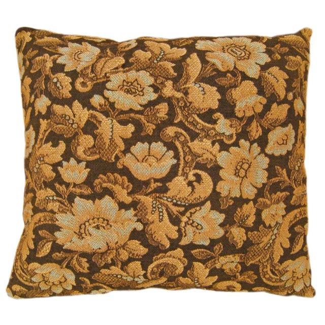 Textile 1910 Decorative Antique Jacquard Tapestry Pillows with Floral Elements - A Pair For Sale - Image 7 of 9