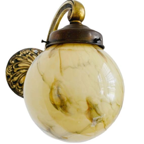 Metal Art Deco Wall Lamp in Brass and Opaline, 1930s For Sale - Image 7 of 18