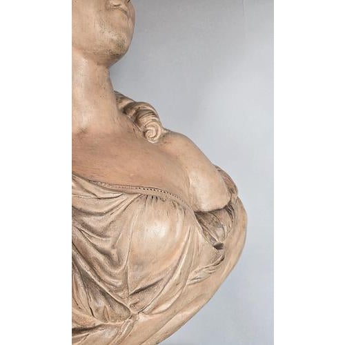 Beige 19th Century Terracotta Bust of Madame du Barry For Sale - Image 8 of 9