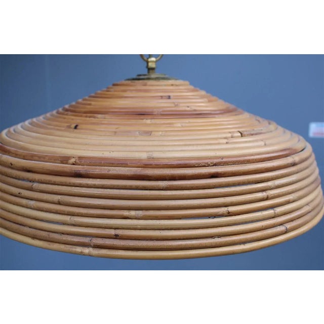Wood Italian Round Bamboo Chandelier, 1950s For Sale - Image 7 of 10
