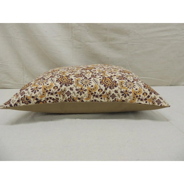 Vintage Brown and Yellow Paisley Decorative Bolster Pillow For Sale - Image 4 of 8