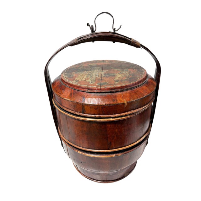 This is a stunning, antique Chinese wedding (dowry) basket featuring intricate hand-painted details. Standing at over 20...