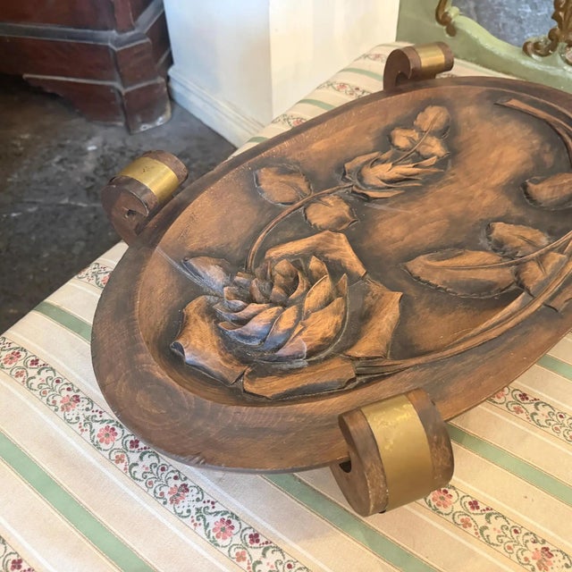 1930s 1930s Art Deco Hand-Carved Wood and Brass French Centerpiece For Sale - Image 5 of 15