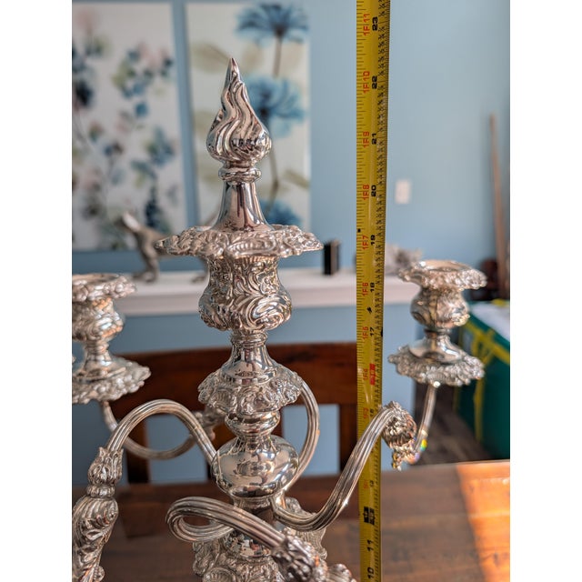 Silver Barker Ellis 1930-40's 5 Arm Candelabra Pair. For Sale - Image 8 of 17