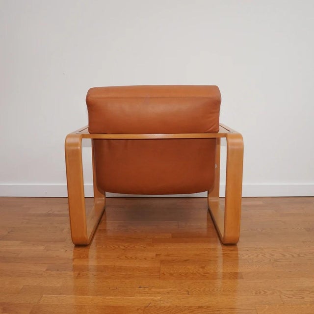 Vintage Stoll Giroflex Leather and Wood Arm Chair For Sale - Image 4 of 7