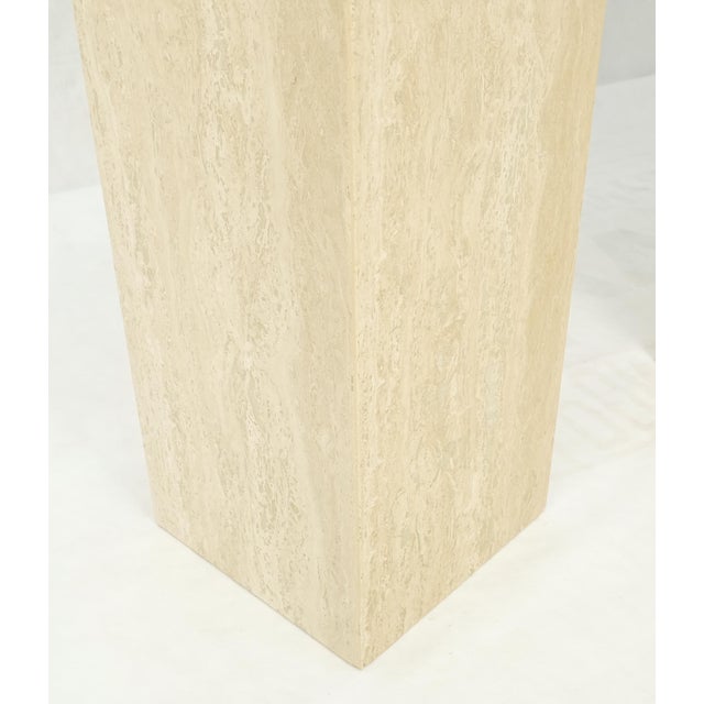 Pair of 10" Square Italian Mid Century Modern Travertine Pedestals Stands MINT! For Sale - Image 10 of 11