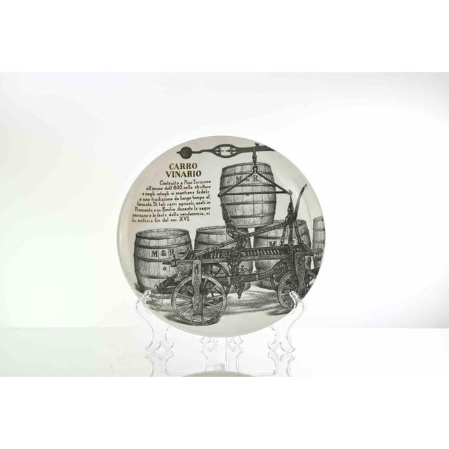 Carro Vinario Plate by P. Fornasetti for Martini and Rossi, 1960s For Sale - Image 4 of 5