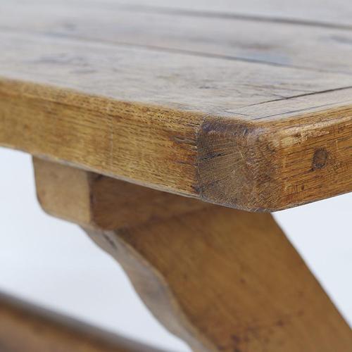 Wood Antique Brutalist Rustic Dining Table in Oak For Sale - Image 7 of 13