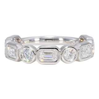 1.4Ct Lab Grown Diamond Band With 9 Lab Diamonds in Solid 14k Gold, Size 6.75 For Sale
