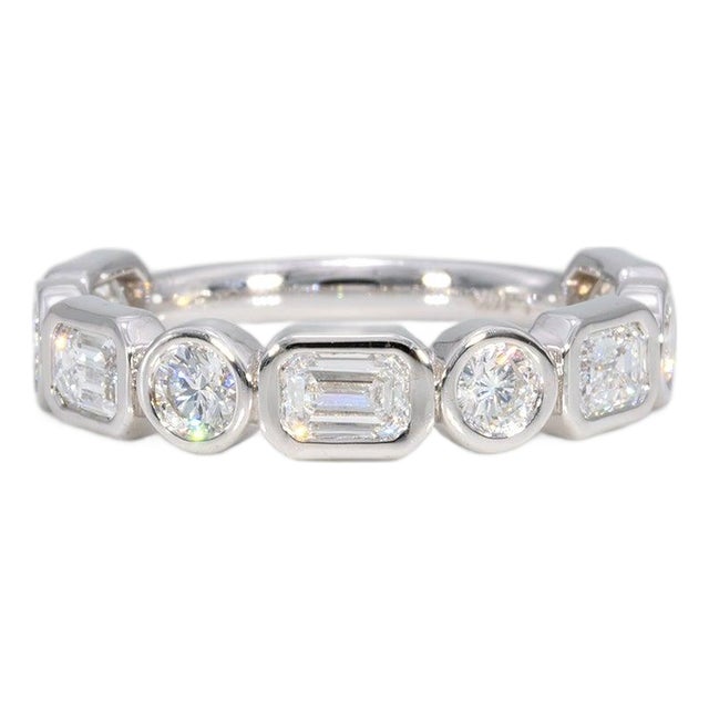 1.4Ct Lab Grown Diamond Band With 9 Lab Diamonds in Solid 14k Gold, Size 6.75 For Sale