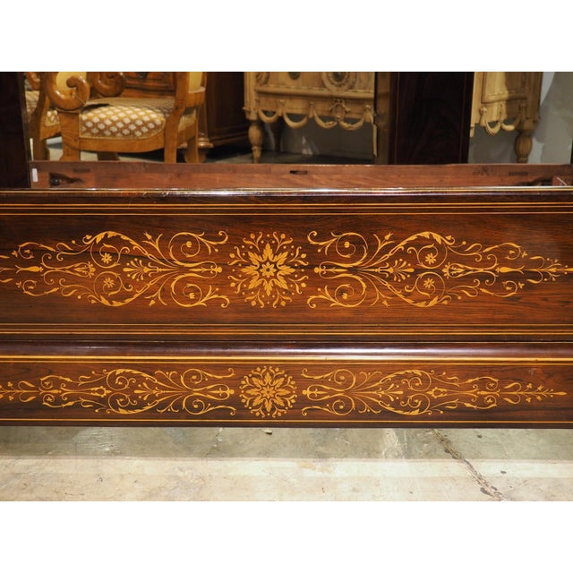 Wood Circa 1820 French Sleigh Bed and Chevet Side Table With Sycamore Inlay For Sale - Image 7 of 12
