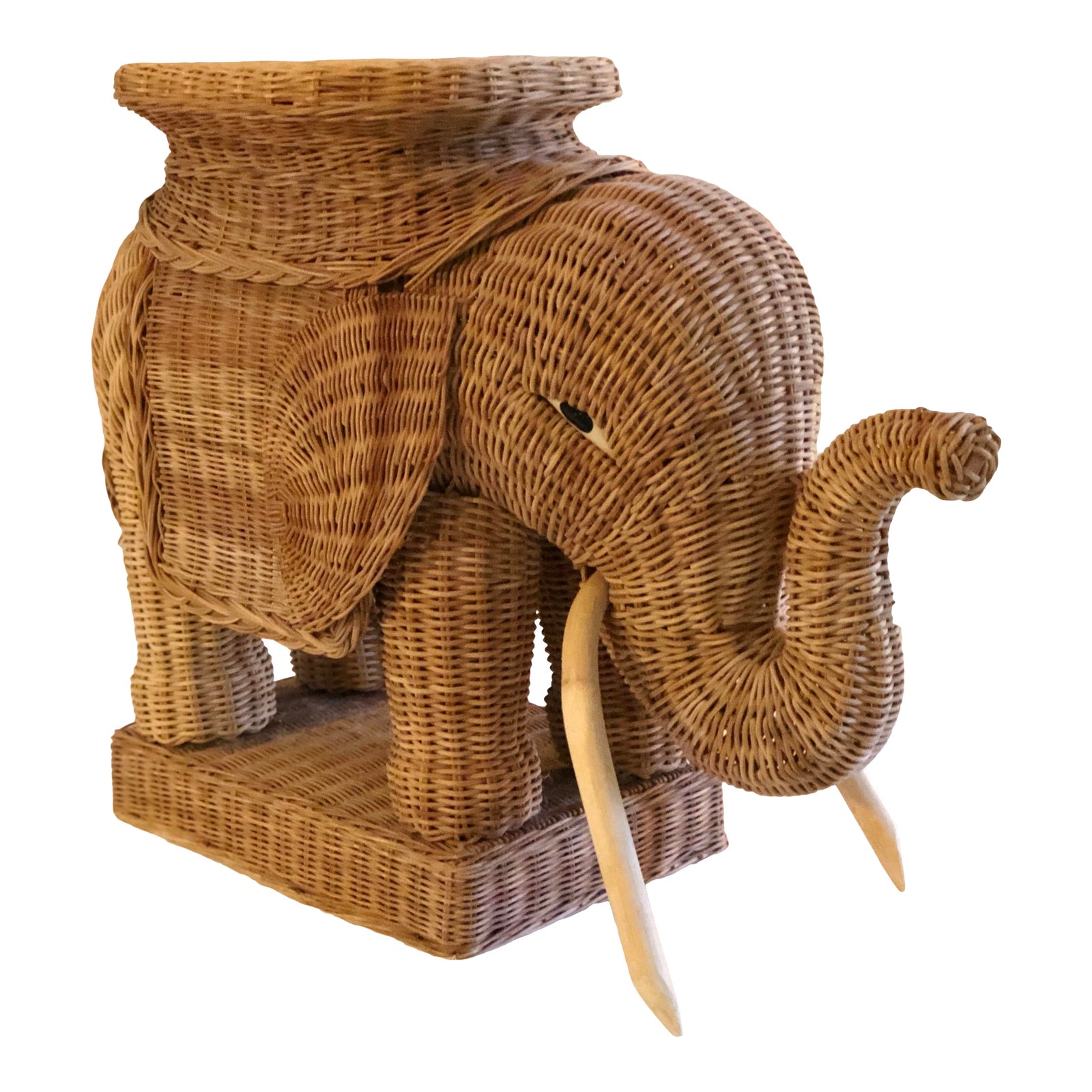 Vintage Wicker Elephant End Table Plant Stand Chairish