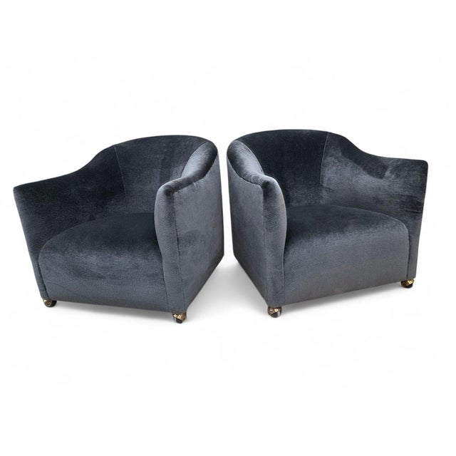 Mid 20th Century Barrel Back Club Chairs Attributed to Kroehler Newly Reupholstered - Pair For Sale In Chicago - Image 6 of 9