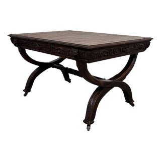Antique English Victorian Oak Centre Table, 1800s For Sale