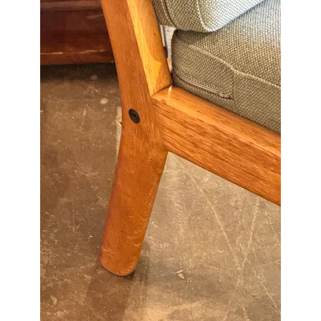 Wood Danish MCM Oak Chair and Ottoman For Sale - Image 7 of 10