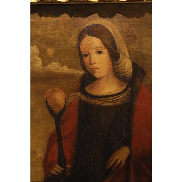 Francesco di Girolamo da Santacroce, Saint Agatha, 16th Century, Oil Painting on Canvas, Framed For Sale - Image 9 of 12