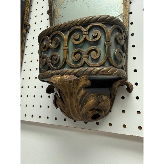 1920's Pair of Bronze and Iron Mirrored Hanging Planters For Sale In Richmond - Image 6 of 7