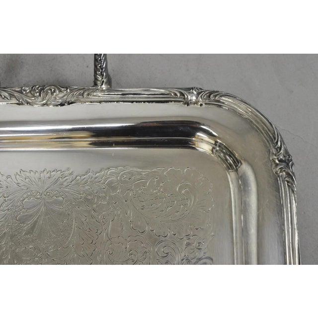 Vintage Sheffield Silver Plated Square Serving Bar Tray W/ Celluloid Handles For Sale - Image 12 of 17