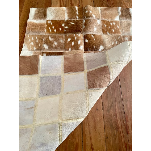 Extra-Long Patchwork of Axis Deer Hair-on Hide Table Runner For Sale - Image 10 of 12