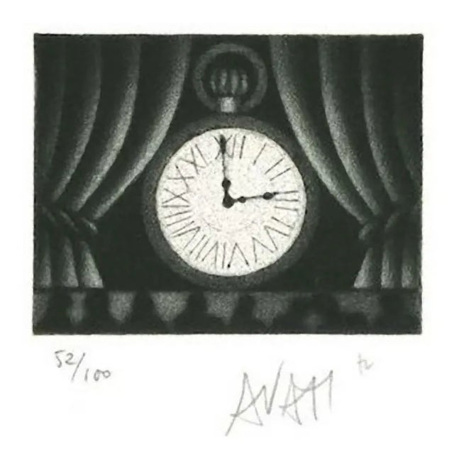 Clock - Original Etching on Paper by Mario Avati - 1970s 1970s For Sale