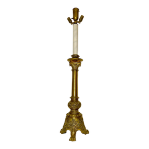 Huge Antique 1800's Ornate Bronze Religious Candle Holder Electric Floor Lamp