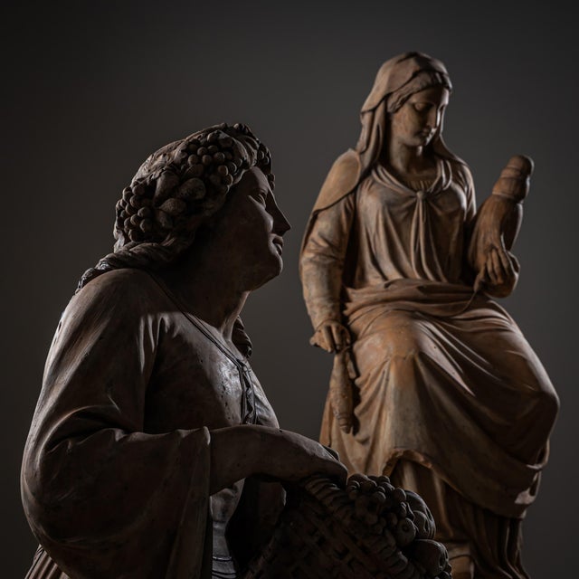 Franz Melnitzky, Summer, Autumn, and Winter Sculptures, 1855, Terracotta, Set of 3 For Sale - Image 5 of 18