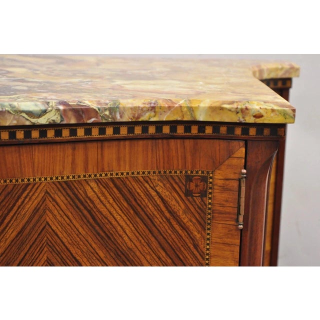 Antique French Louis XV Marble Top Demilune Dresser Commode Cabinet W/ 5 Drawers For Sale - Image 13 of 13