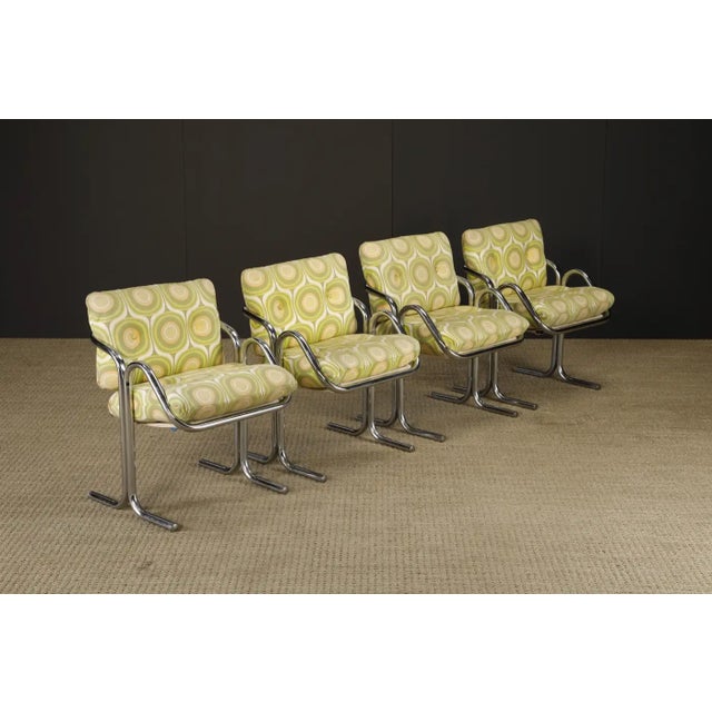 Jerry Johnson Set of Four Jerry Johnson 'Arcadia' Chrome Sling Chairs for Landes, 1970s For Sale - Image 4 of 17