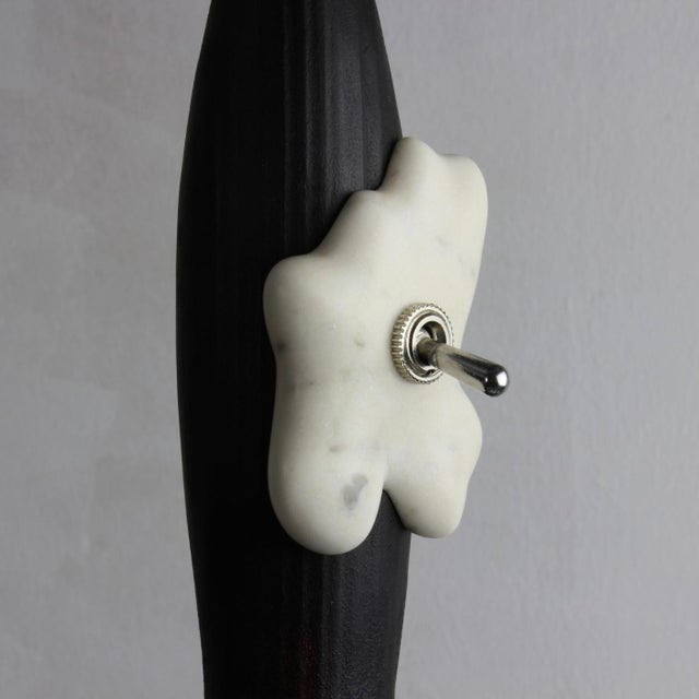 The Volcano Lamp is a hand-carved wood and marble table lamp from the Melting Collection by Gabor Gobi. Salvaged beam...