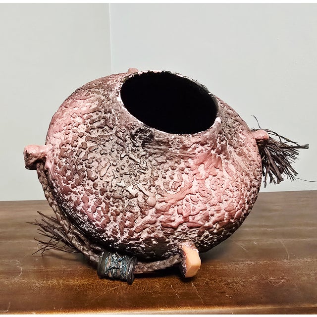 Ceramic Signed Steven Kaye Textured Ceramic Art Vessel For Sale - Image 7 of 12