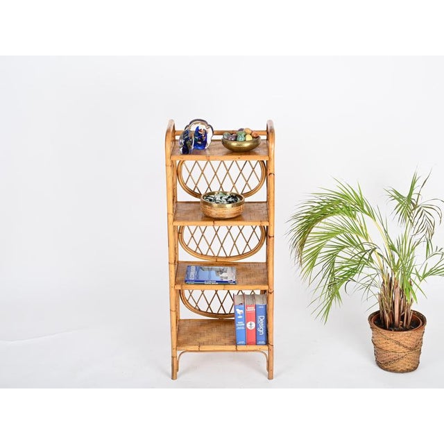 Italian 4-Shelf Bookcase in Bamboo and Rattan by Vivai del Sud, 1970s For Sale - Image 3 of 18