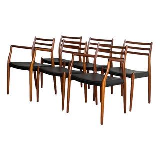Jl Moller Model 78 and 62 Walnut Dining Chairs Set of 6 Denmark Mid-Century Modern 1960s For Sale