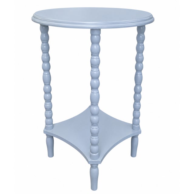 Vintage accent table refinished in Sheer Romance, a delicate pale blue with subtle gray undertones. This elegant piece...