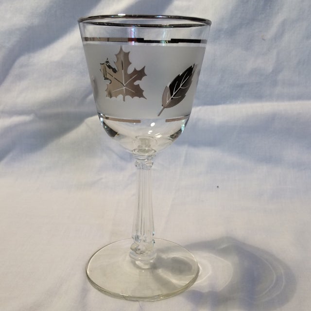 9 MidCentury Modern Libbey Silver Leaf Frosted Wine Glasses Chairish