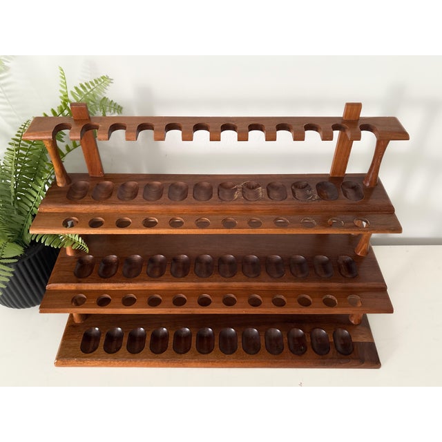 Brown Mid-Century Decatur Industries Walnut 36-Pipe Display Rack For Sale - Image 8 of 12