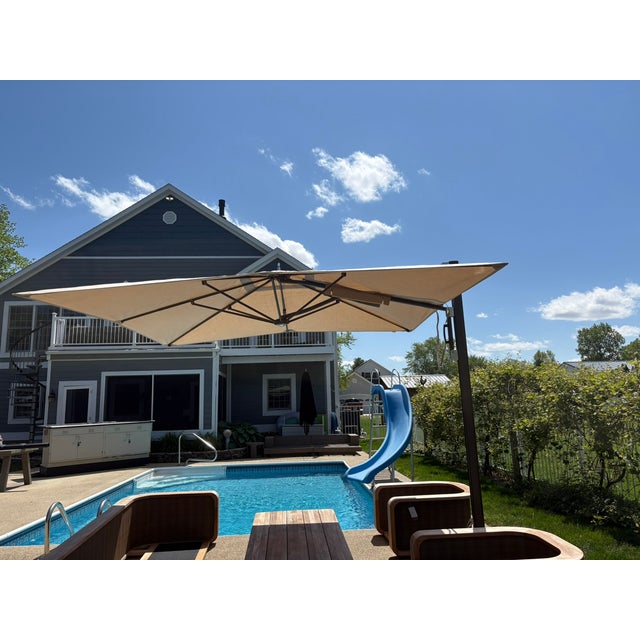 Tuuci® Ocean Master Cantilever Umbrella – 10' Square Bronze | Marine-Grade Canvas | 600 Lb Freestanding Base For Sale - Image 16 of 18