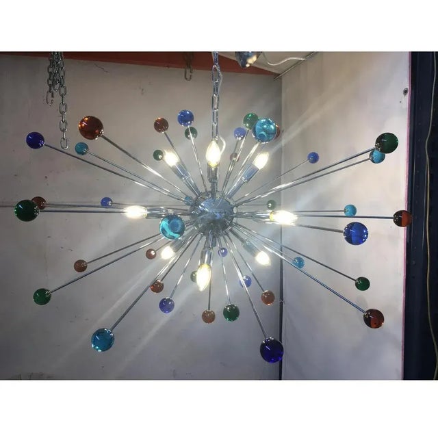 Chandelier murano glass sputnik blue italian handmade Impressive Murano Glass Sputnik Chandelier multicolors murano glass...
