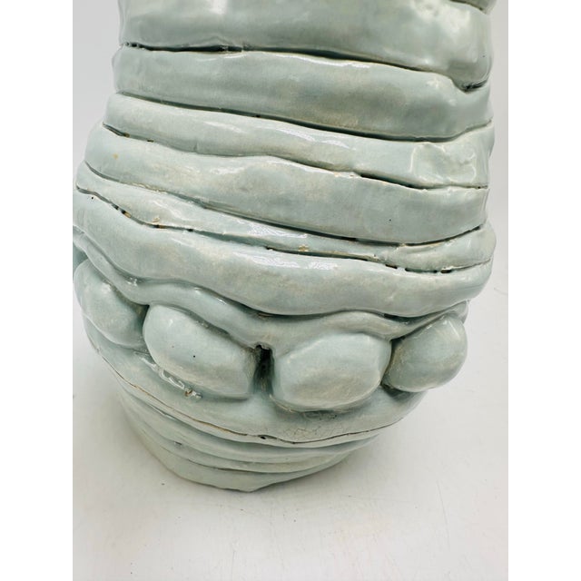 Aqua Hand Thrown Studio Pottery Vase For Sale - Image 8 of 8