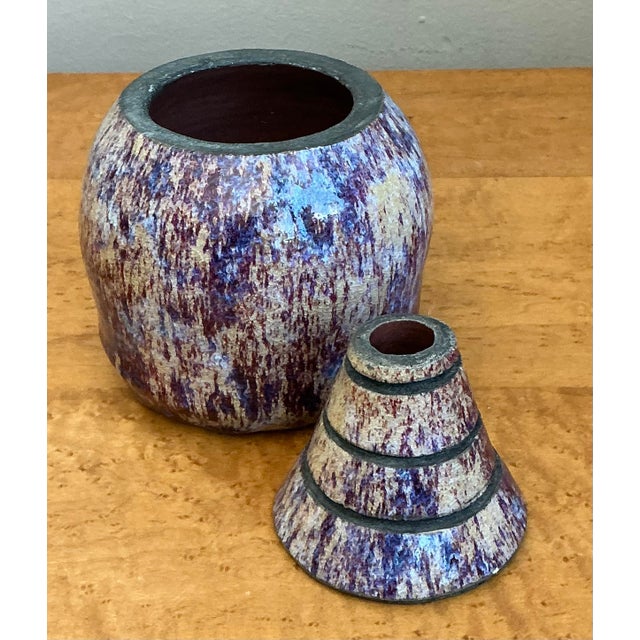 Vintage Glazed Ceramic Lidded Jar For Sale - Image 4 of 12